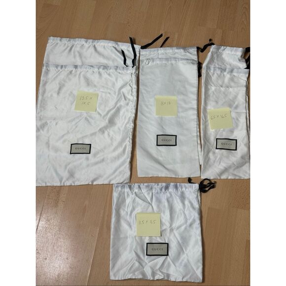 Gucci Dust Bags Set of 8 Ivory Satin Drawstring  Storage Travel Bags Mixed Sizes - Picture 1 of 5